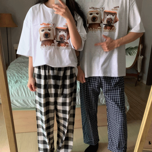 [커플 여남공용] 식빵 강아지 반팔 티셔츠 (3color)