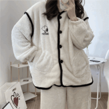 스누피 블랙삥 겨울 극세사 수면 잠옷 세트 (1color)